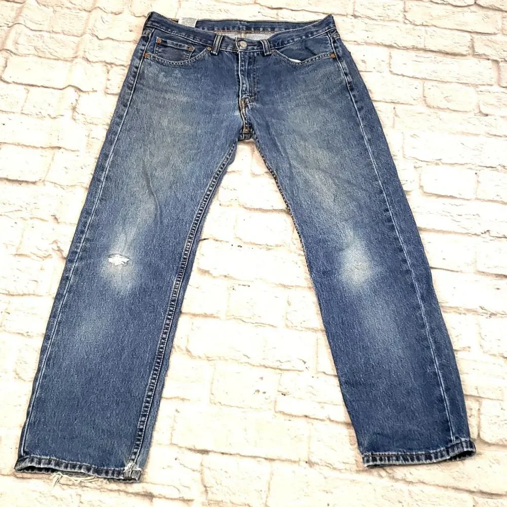 Levi's 505 Men's Jeans 33x30 Regular Straight Distressed Grunge 100% Cotton